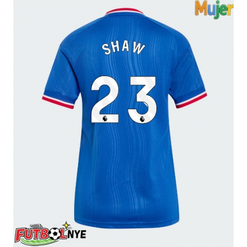 Camiseta Manchester United Luke Shaw #23 Visitante Equipación para mujer 2026-27 manga corta